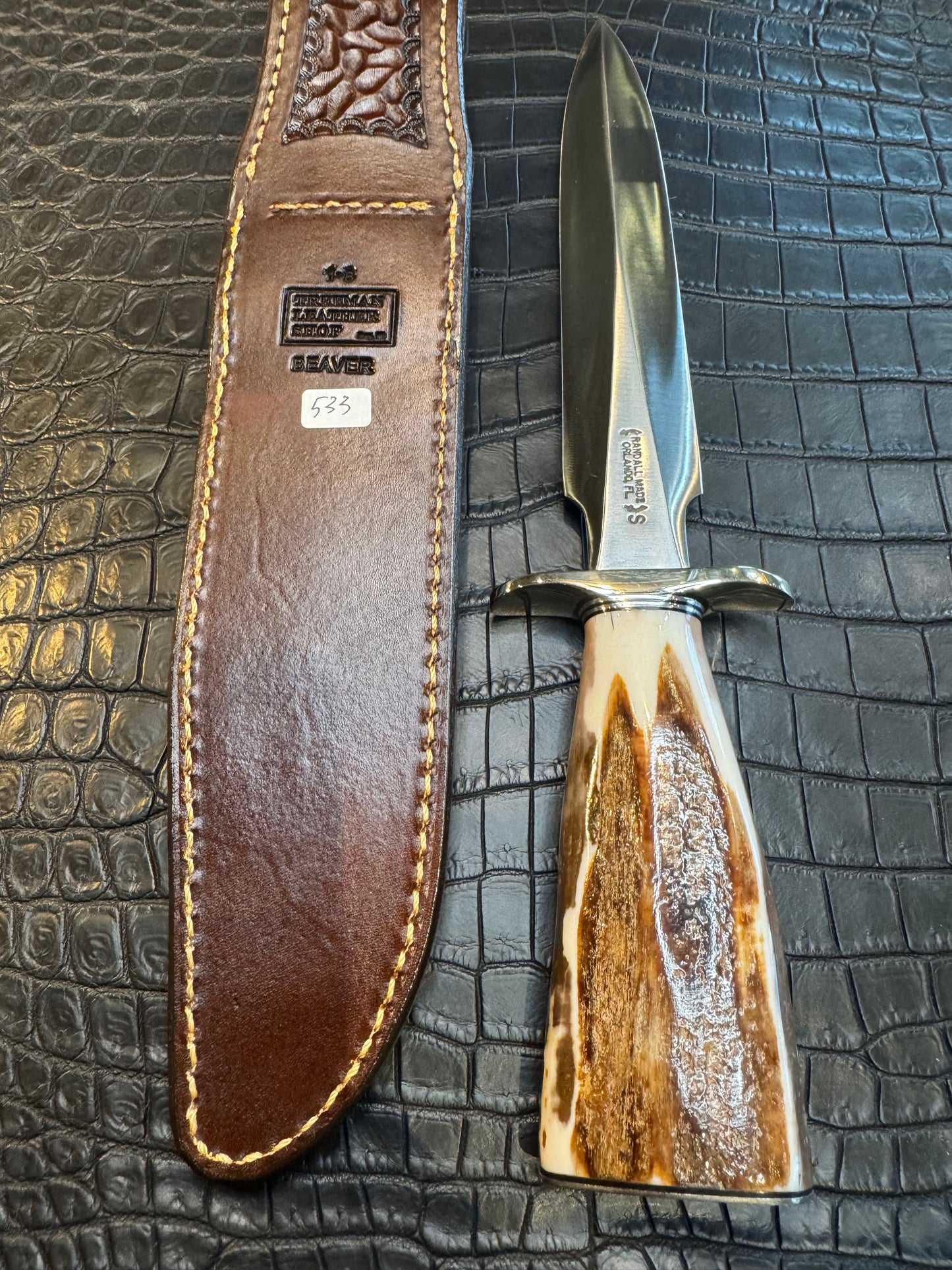 Randall Model 1-8 Sheath Straight Hilt in Exotic Beaver Tail by Treeman. (Sheath only)