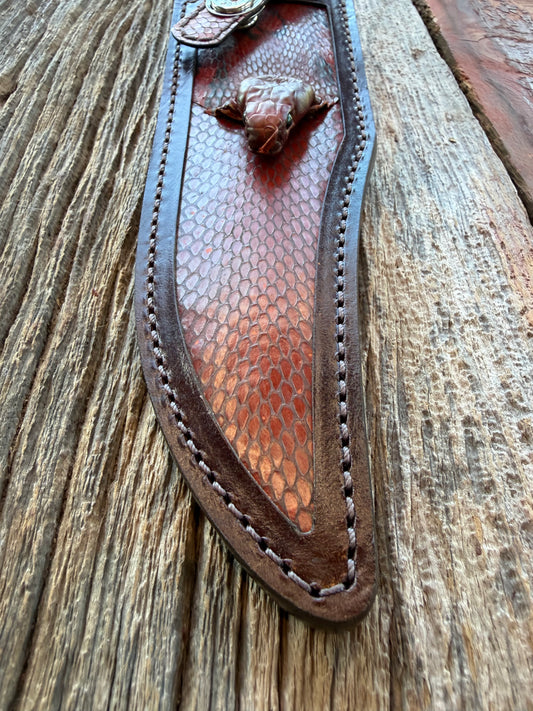 New Randall Model 12-8 Big Bear Sheath in Exotic Cobra with actual head by Treeman. Black and Browns … one of only a three I made.