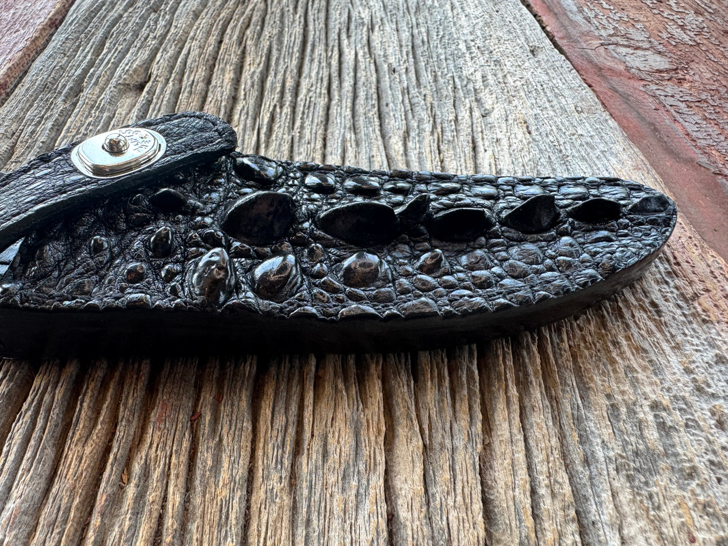 Randall Model 27 Sheath in Exotic Black Snapping Turtle from Treeman.