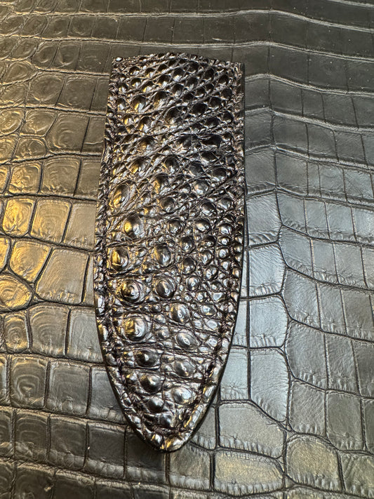 Randall Model Tri Athlete Sheath with Scales Added in Exotic Black Hornback Crocodile by Treeman. (Sheath only)
