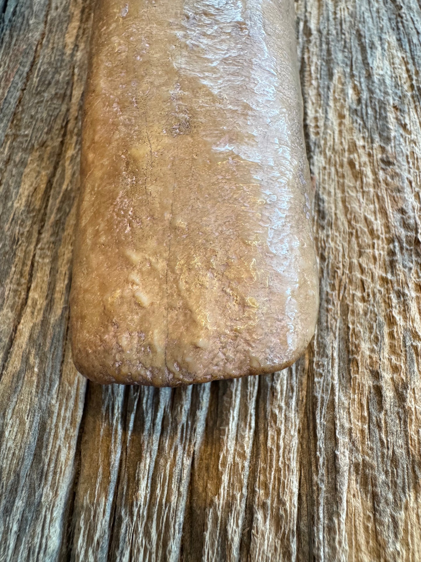 Randall Knife Model 13-6 Small Arkansas Toothpick Artifact. Fossil Walrus in an Ice Ax Handle. Included is a very rare Gutcher Rattlesnake sheath, Stainless Steel.
