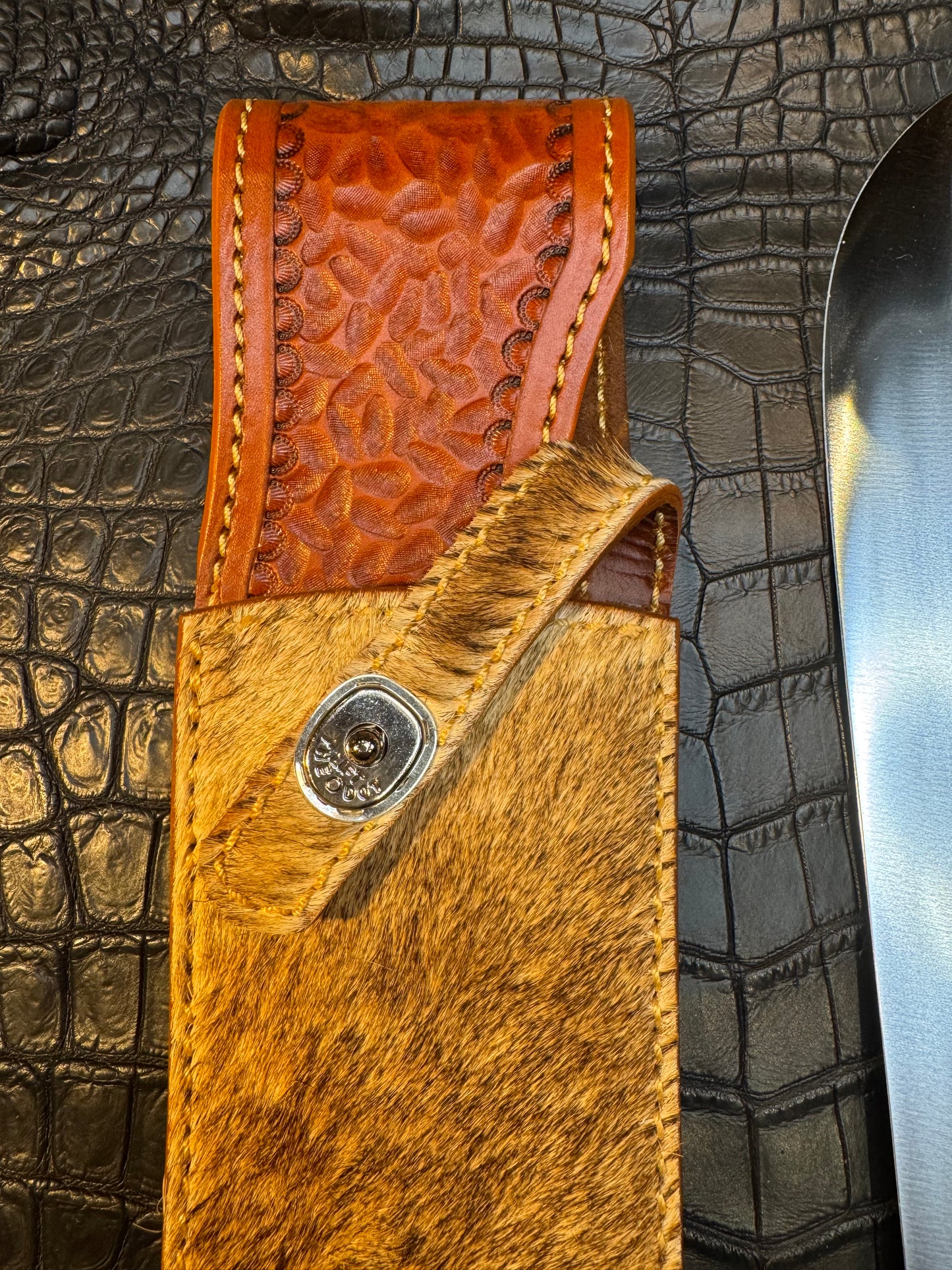 Randall Model Smithsonian “Smitty”Sheath in Exotic Giraffe Hide from Treeman. Sheath only