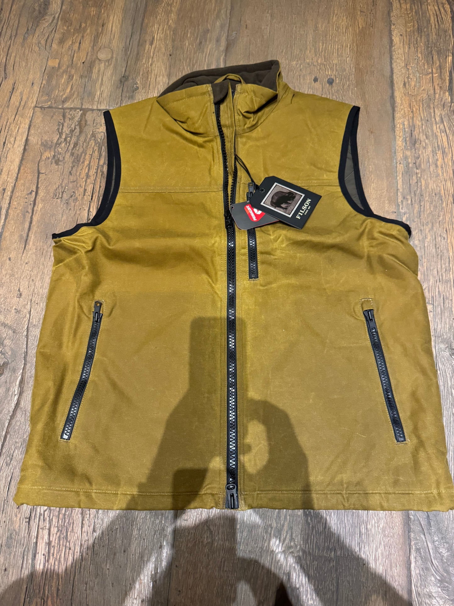 NWT Filson TIN CLOTH PRIMALOFT VEST in DARK TAN Large NWT