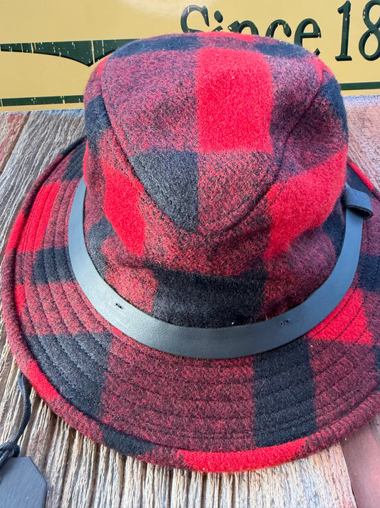 Filson Wool Packer Hat XL Red/Black Buffalo Mens NEW Fedora Made USA