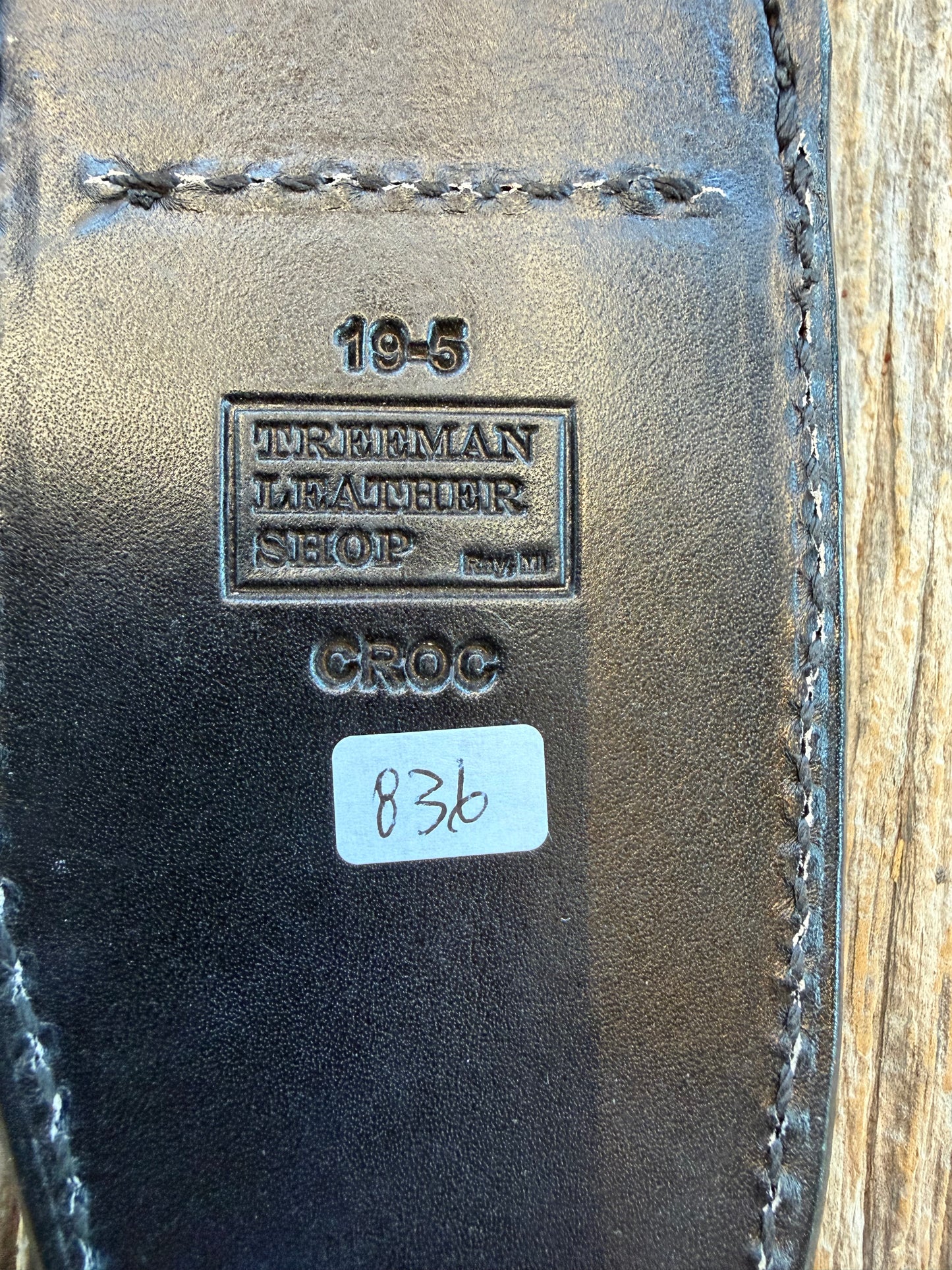 New Randall Model 19-5 Sheath in Exotic Black Crocodile from Treeman.