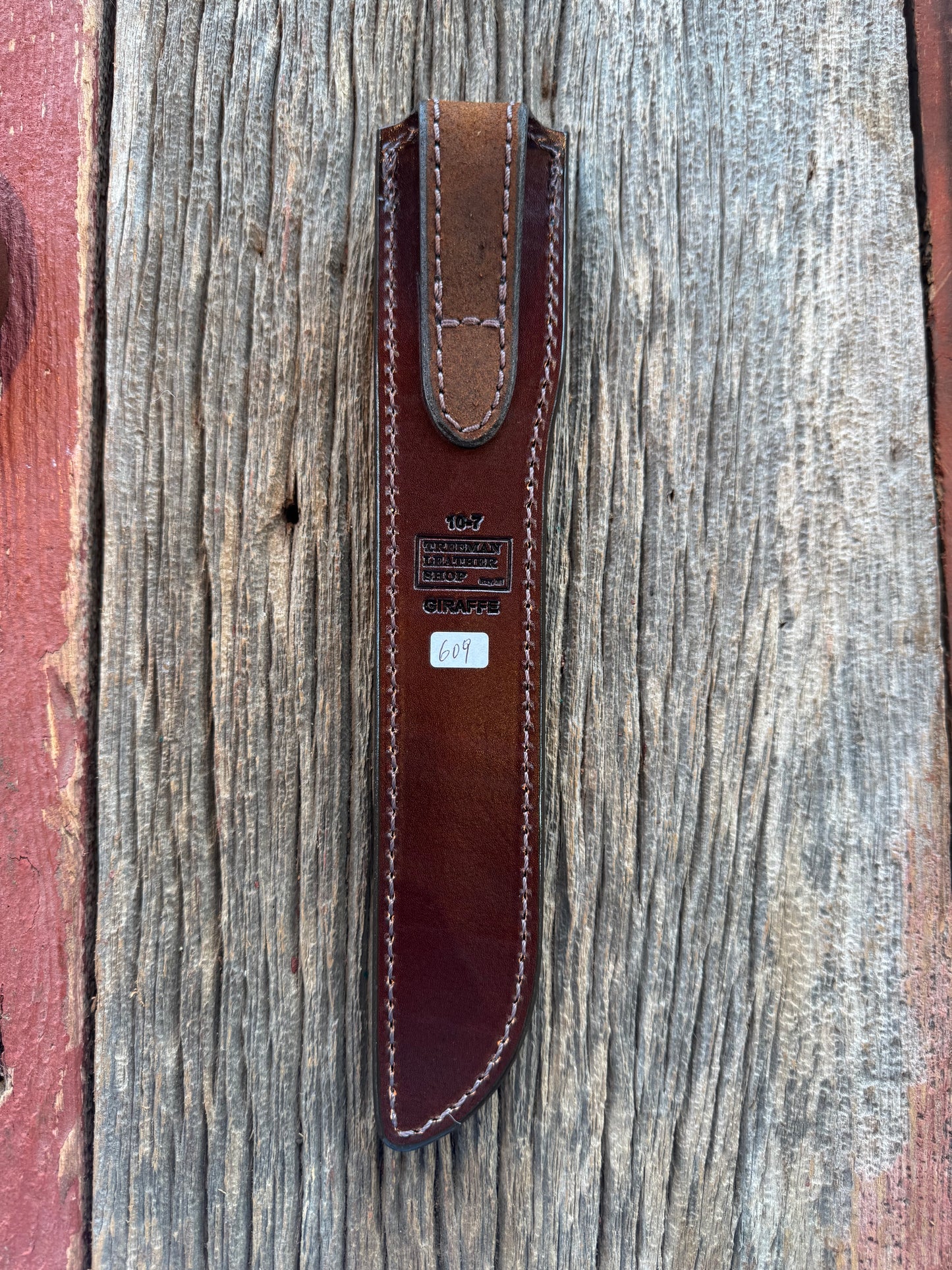 Randall Model 10-7 Fisherman Exotic Sheath in Giraffe by Treeman.