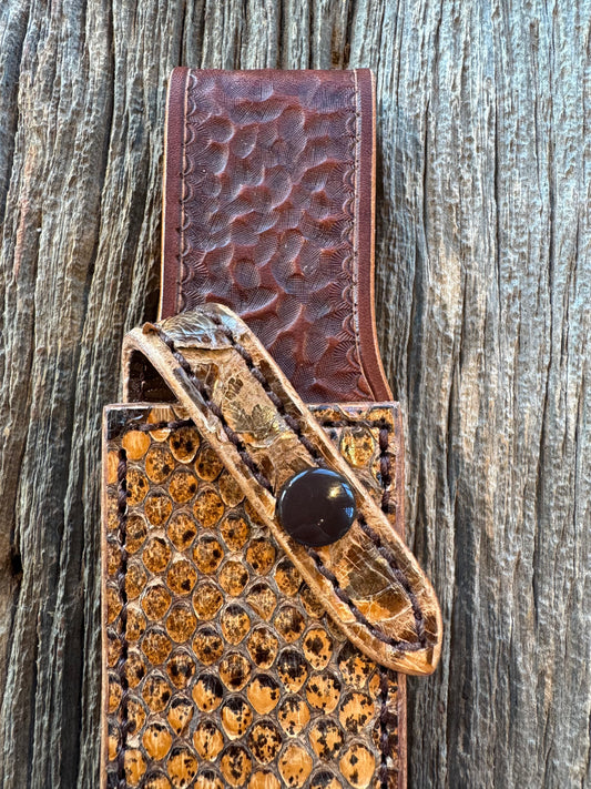 New Randall Sullivans by Gutcher Exotic Python Knife Sheath for a Model 1-6 or 12-6 with Sharpening Stone.
