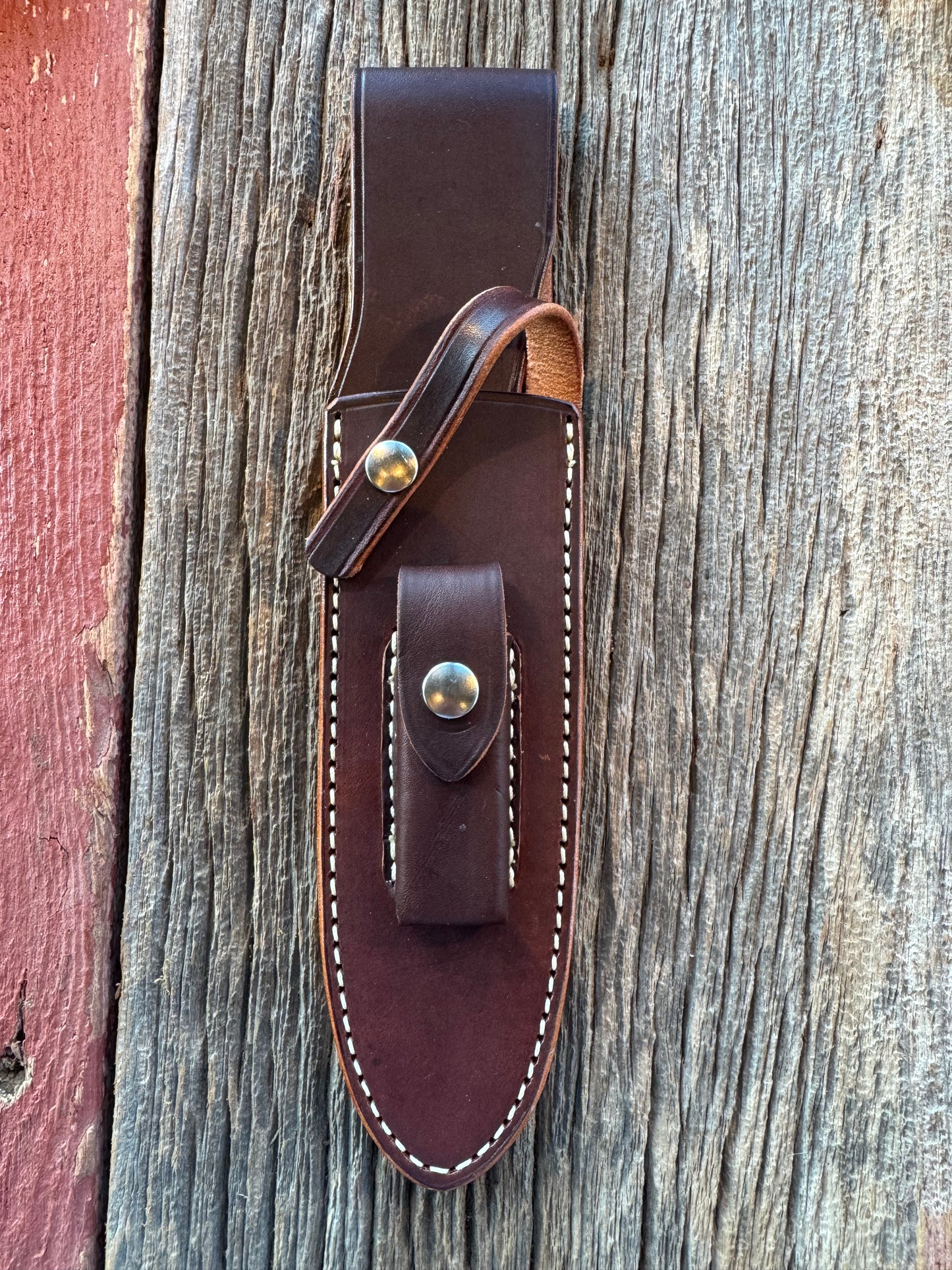 New Randall Sullivans by Gutcher Leather Knife Sheath for a Model Clinton Special with Sharpening Stone.