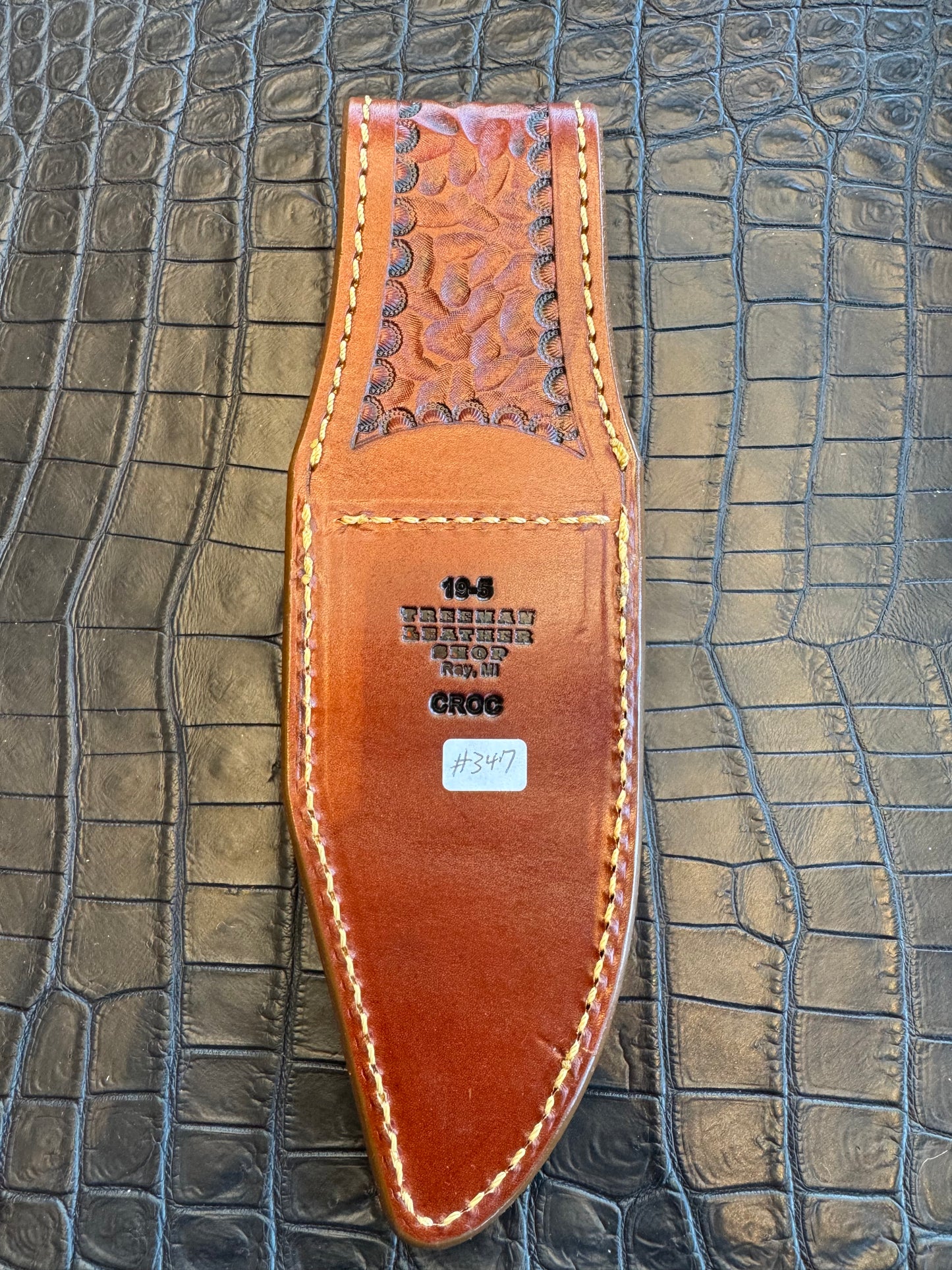 Randall Model 19-5 Exotic Rum Tan Crocodile Sheath from Treeman.