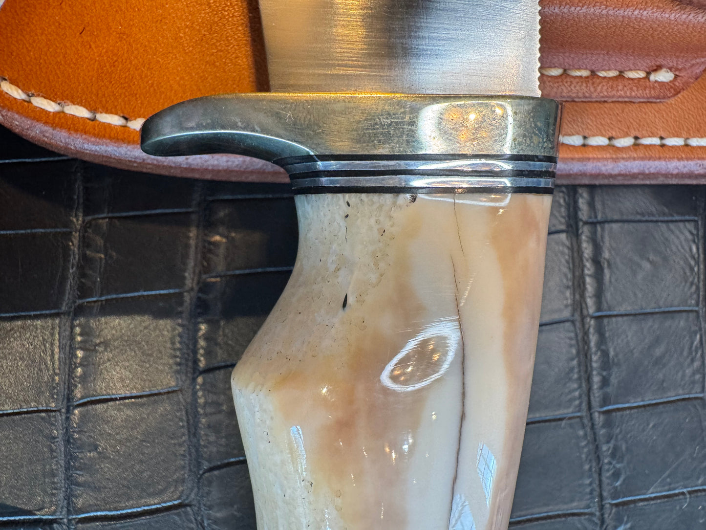 Randall Model RBS Bowles Dealer Special in a gorgeous piece of Creamy Fossil Walrus Ivory. Nickel Silver Hilt and butt cap. #118