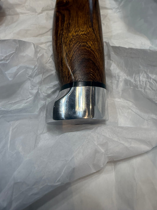 New in Paper Randall Model 19-5 with a nice piece of Ironwood. Nickel silver Hilt and Aluminum crows beak Butt cap.