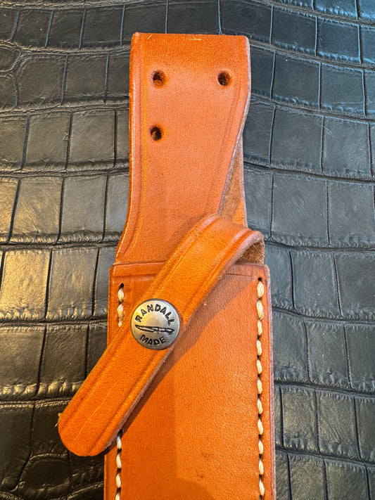 Randall Model 2-5C Sheath in Tan Leather made at Sullivans by Gutcher in Tampa Florida. Official sheath maker for Randall Knives.