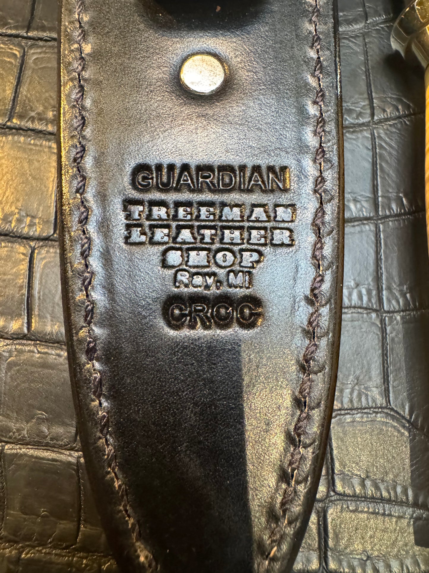 Randall Model 24 “Guardian” Sheath in Exotic Black Crocodile by Treeman. (Sheath only)