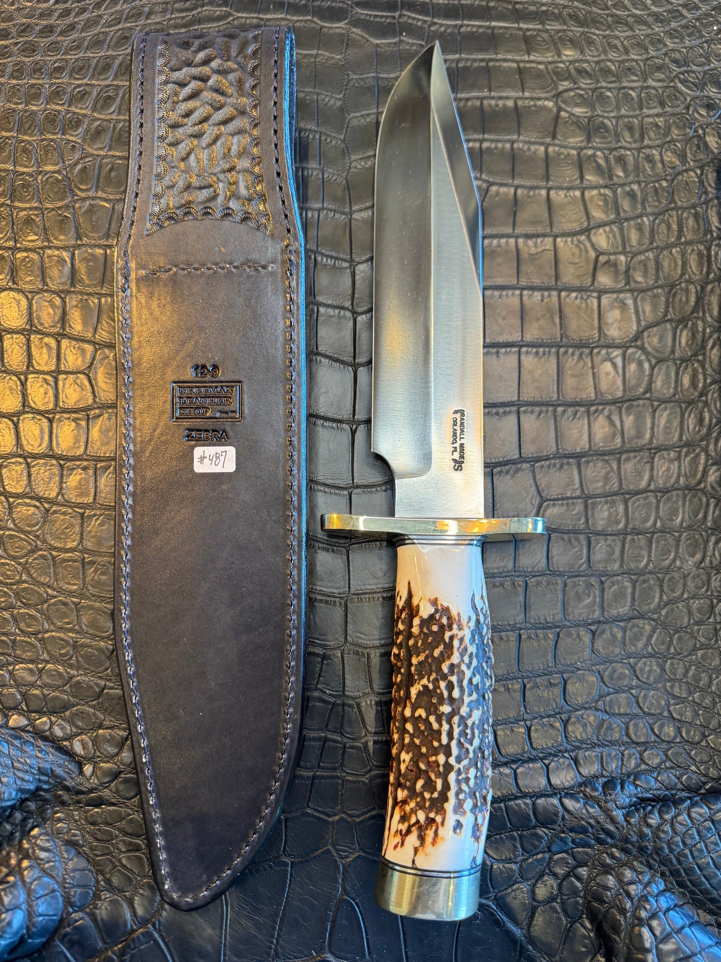 Randall Model 12-9/14 Grind Sheath in Exotic Zebra ( Face stripes) by Treeman. (Sheath only)