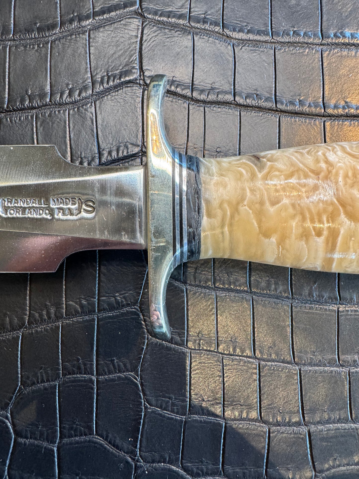 Randall Model 2-8 in Musk Ox. Giant gorgeous piece of Musk Ox with a natural end. Nickel Silver Hilt