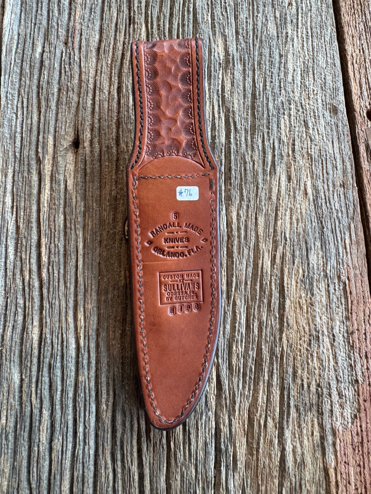 Rare Randall 5 inch Sheath in Exotic Hippo from Sullivans by Gutcher.