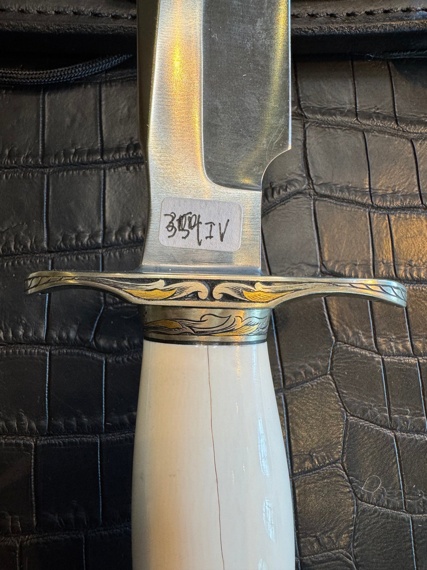 Randall Model 1-8 in Elephant Ivory, Gold and Silver Engraved, Nickel Silver Hilt and Butt cap.