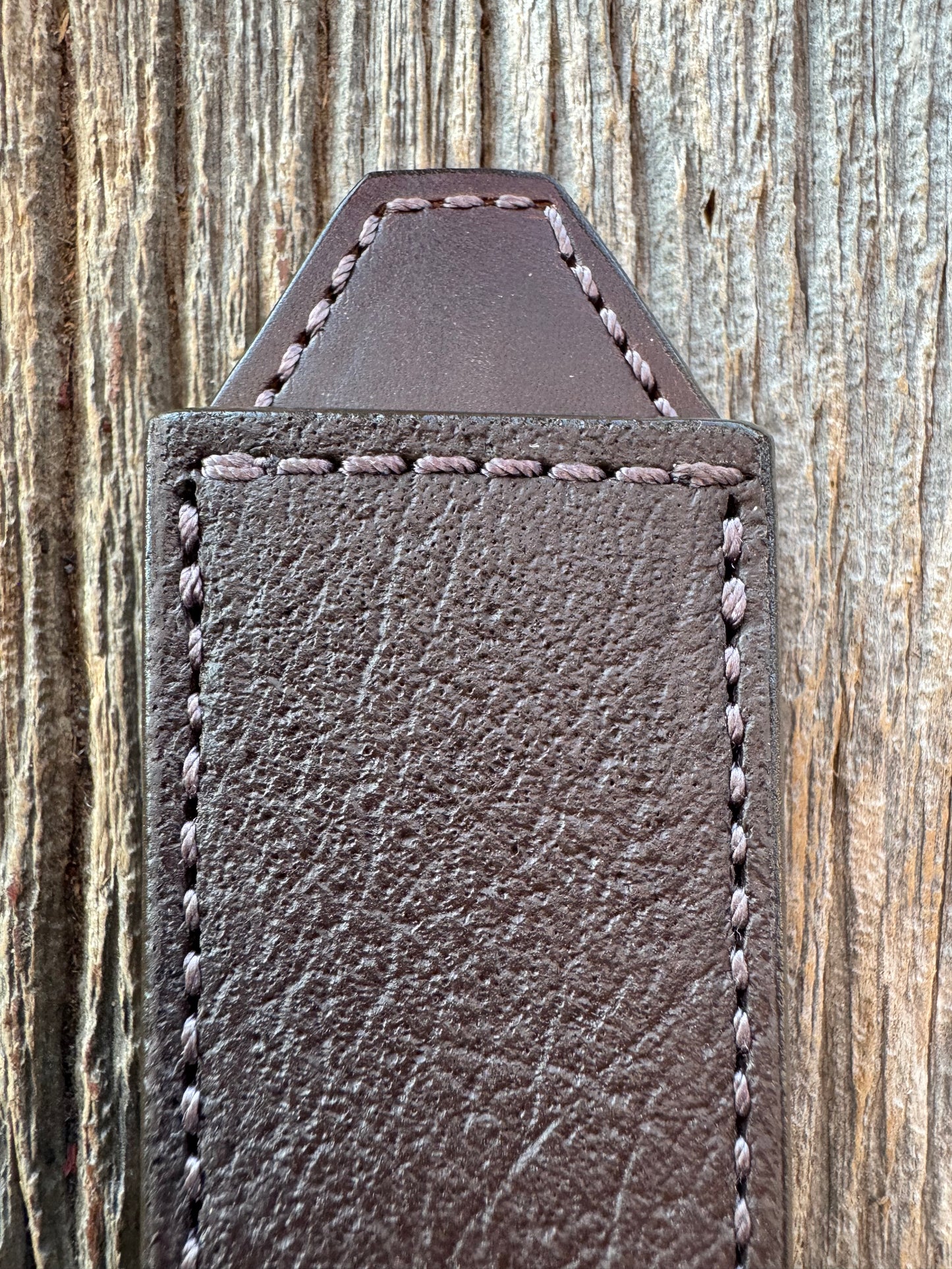 Randall Model Gambler 5 Inch Sheath in Exotic Cape Buffalo in Dark Brown Leather from Treeman.