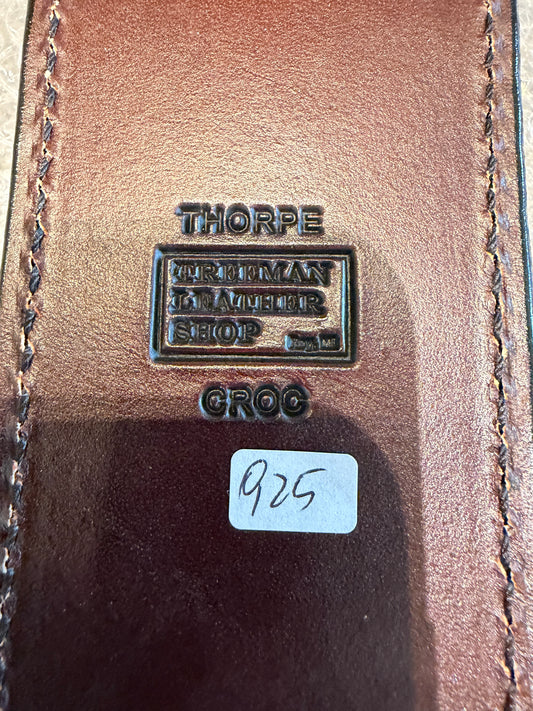 New Randall Model Thorpe Sheath in Exotic Tan Crocodile from Treeman. Black canteen Snap, Beautiful sheath.