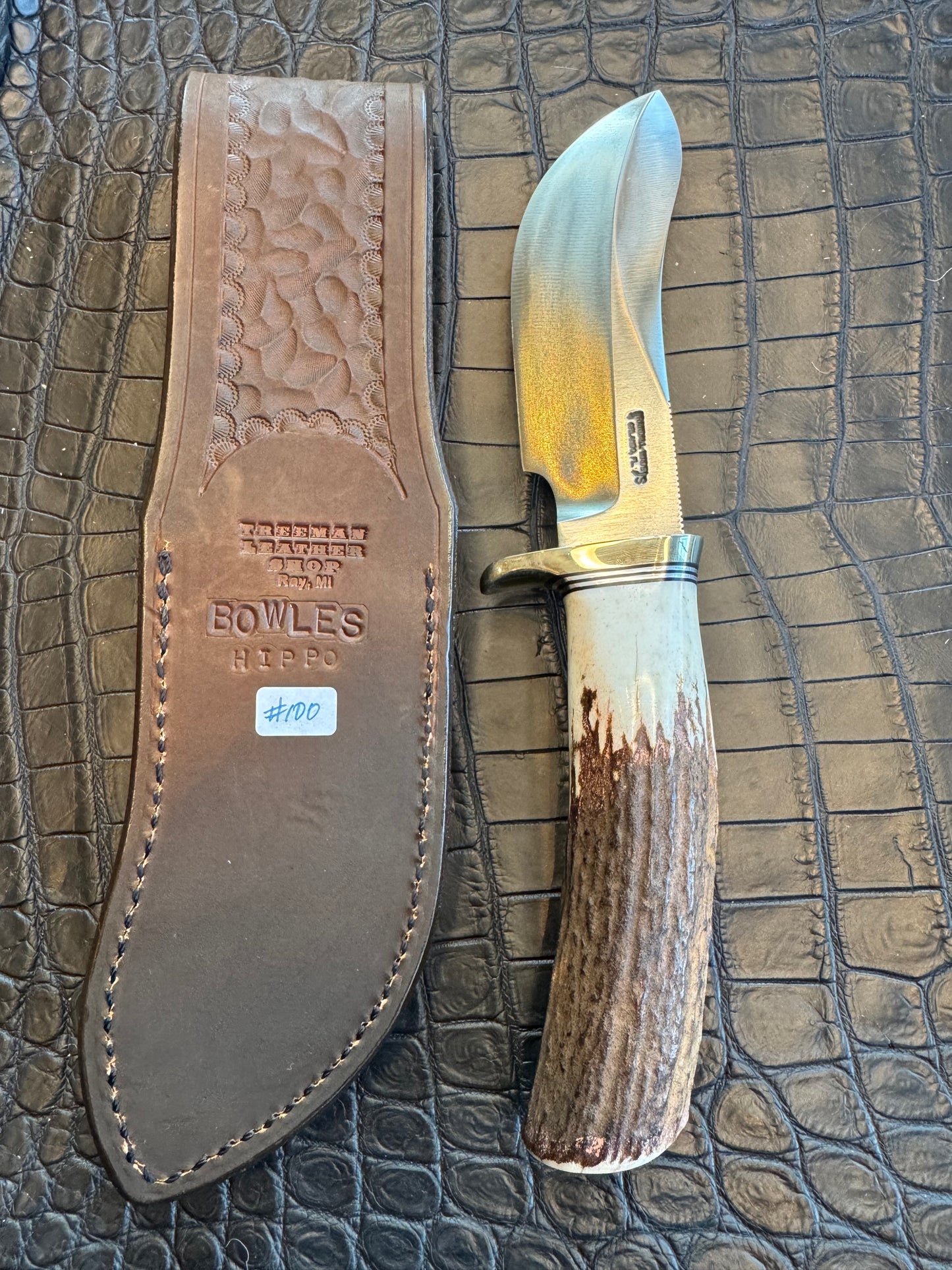 Randall Model Bowles Special Sheath in Exotic Chocolate Hippo Skin from Treeman. Sheath only