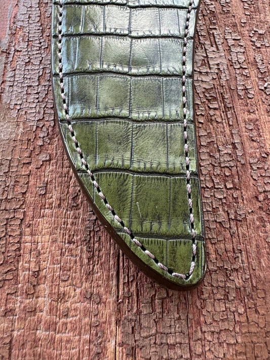 Randall Model 12-8 “Big Bear” Sheath in Exotic Army Green Crocodile Anus by Treeman.