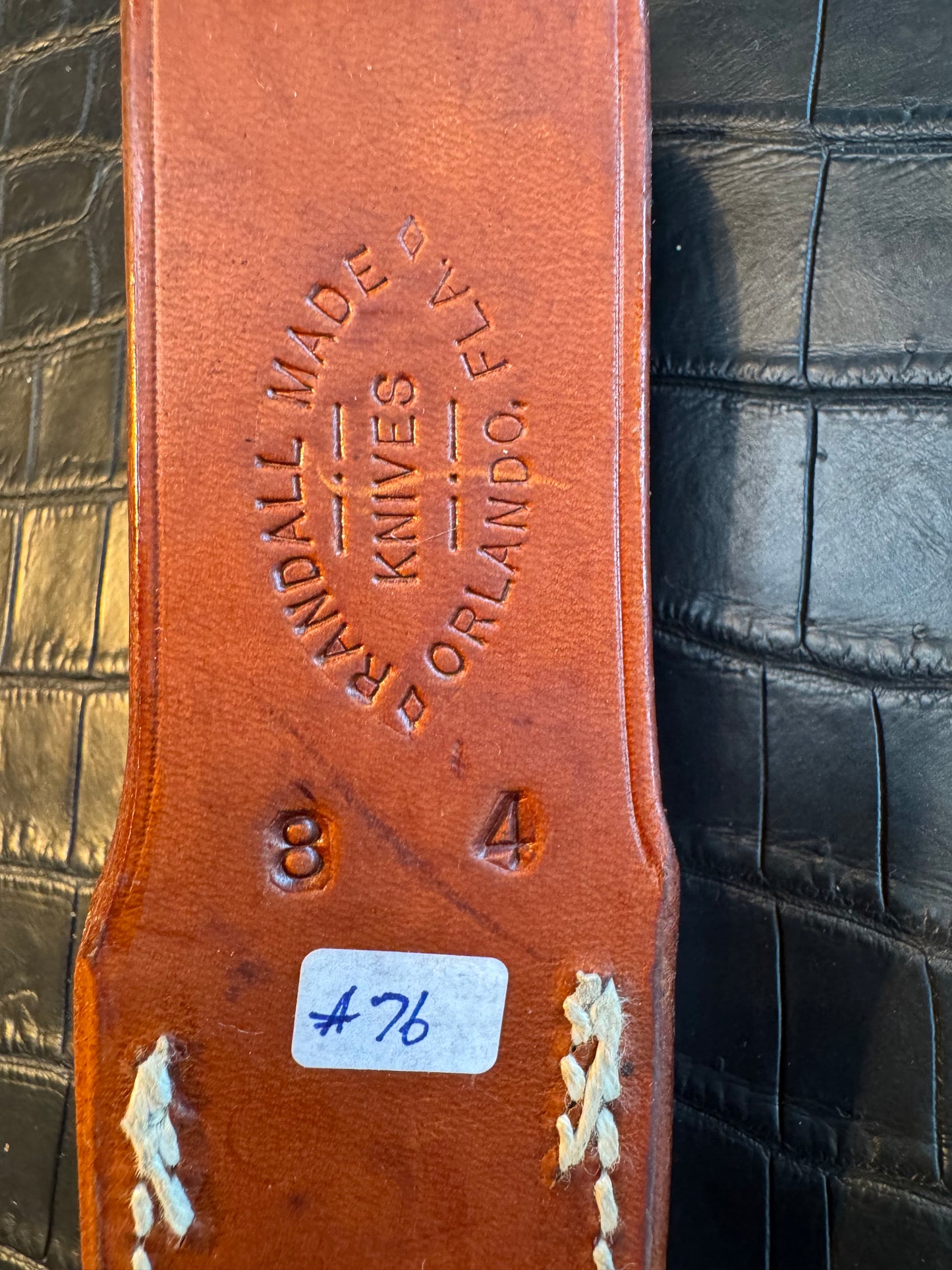 Randall Model 8-4 Sheath in Tan Leather made by Johnson Sheaths in the 90’s for Randall Knives.