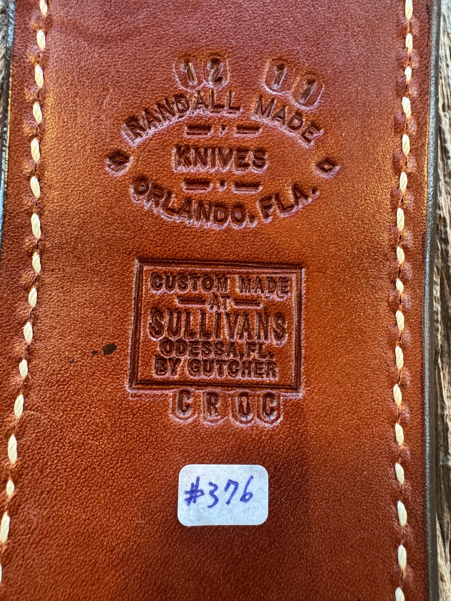 New Randall Model 12-11 Confederate Sheath in Exotic light Brown Anus Croc ( very rare) Custom Made at Sullivan’s by Gutcher.
