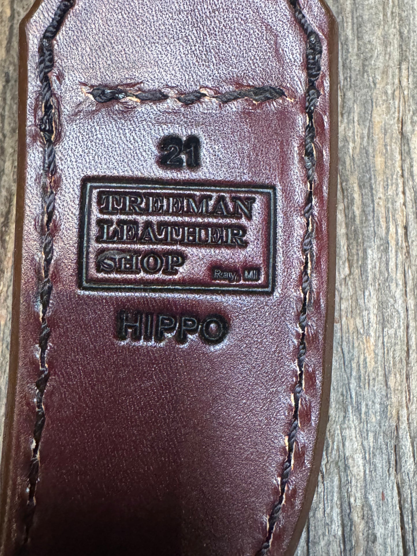Randall Model 21 Sheath in Exotic Chocolate Hippo from Treeman.