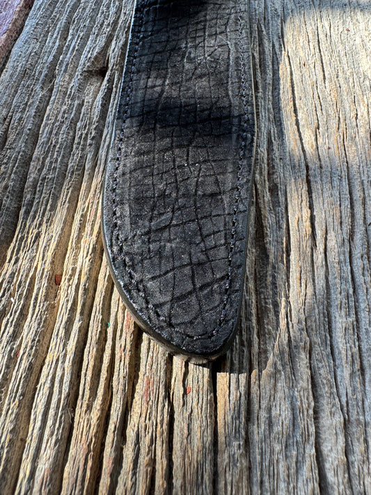 Randall Model 1-8 Sheath in Exotic Sueded Black Hippo by Treeman.