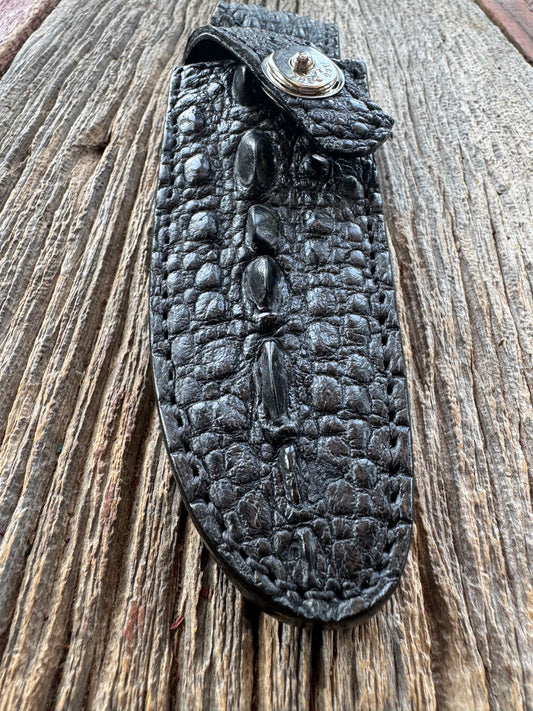 Randall Model Combat Companion Sheath in Exotic Black Snapping Turtle ( Double sided in Turtle) from Treeman.