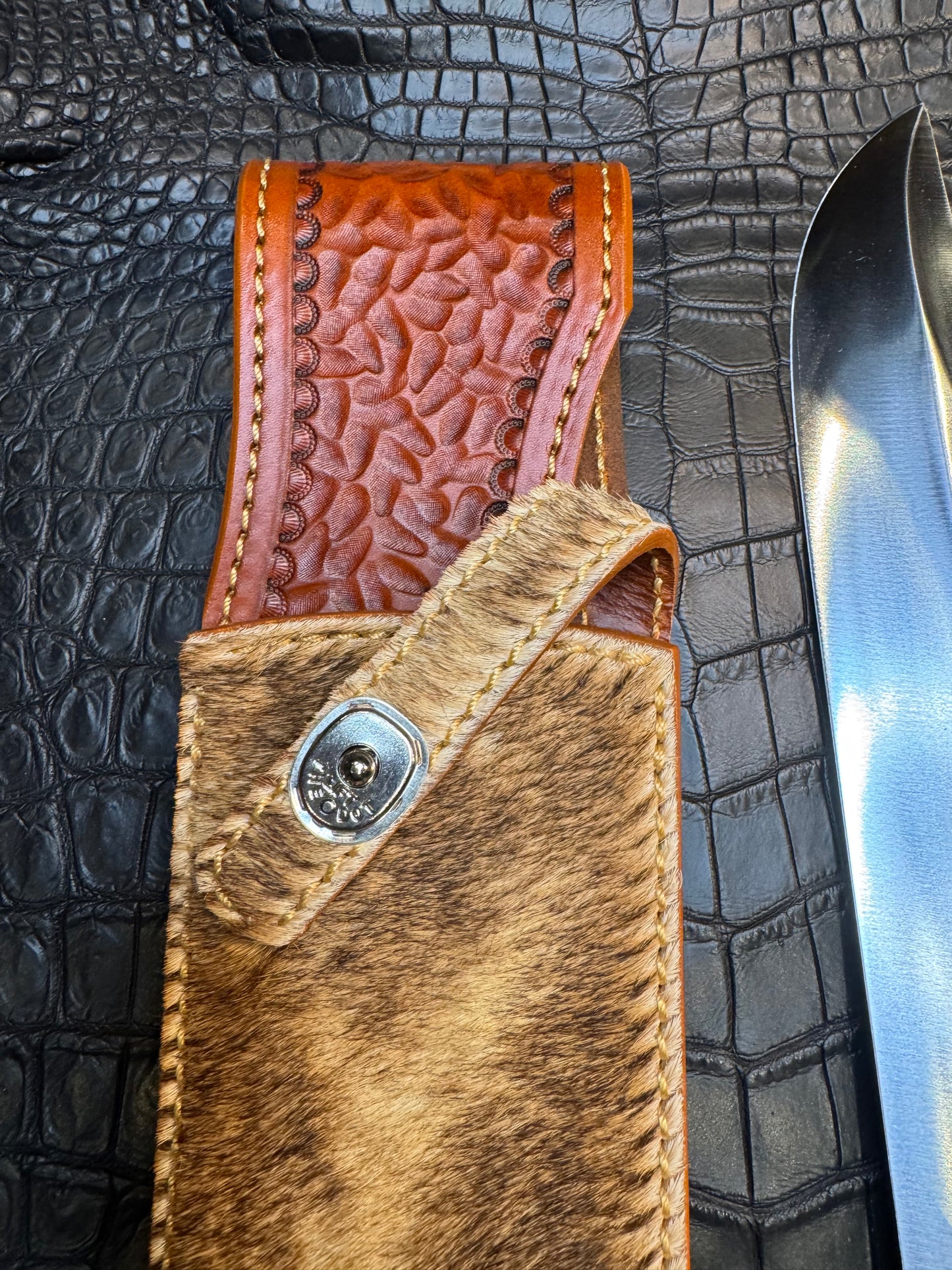 Randall Model Smithsonian “Smitty”Sheath in Exotic Giraffe Hide from Treeman. Sheath only