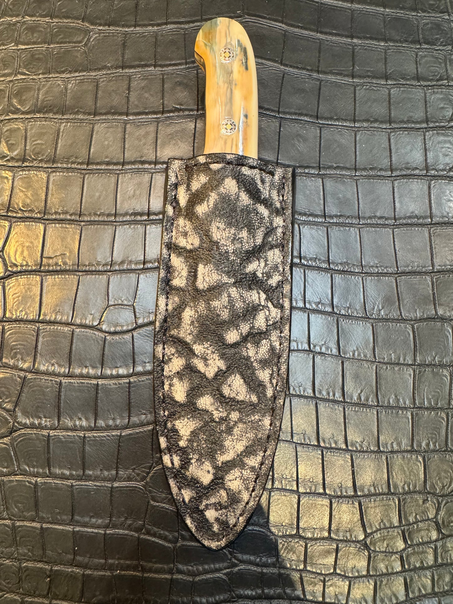 Randall Model Tri Athlete Sheath with Scales Added in Exotic African Elephant by Treeman. (Sheath only)