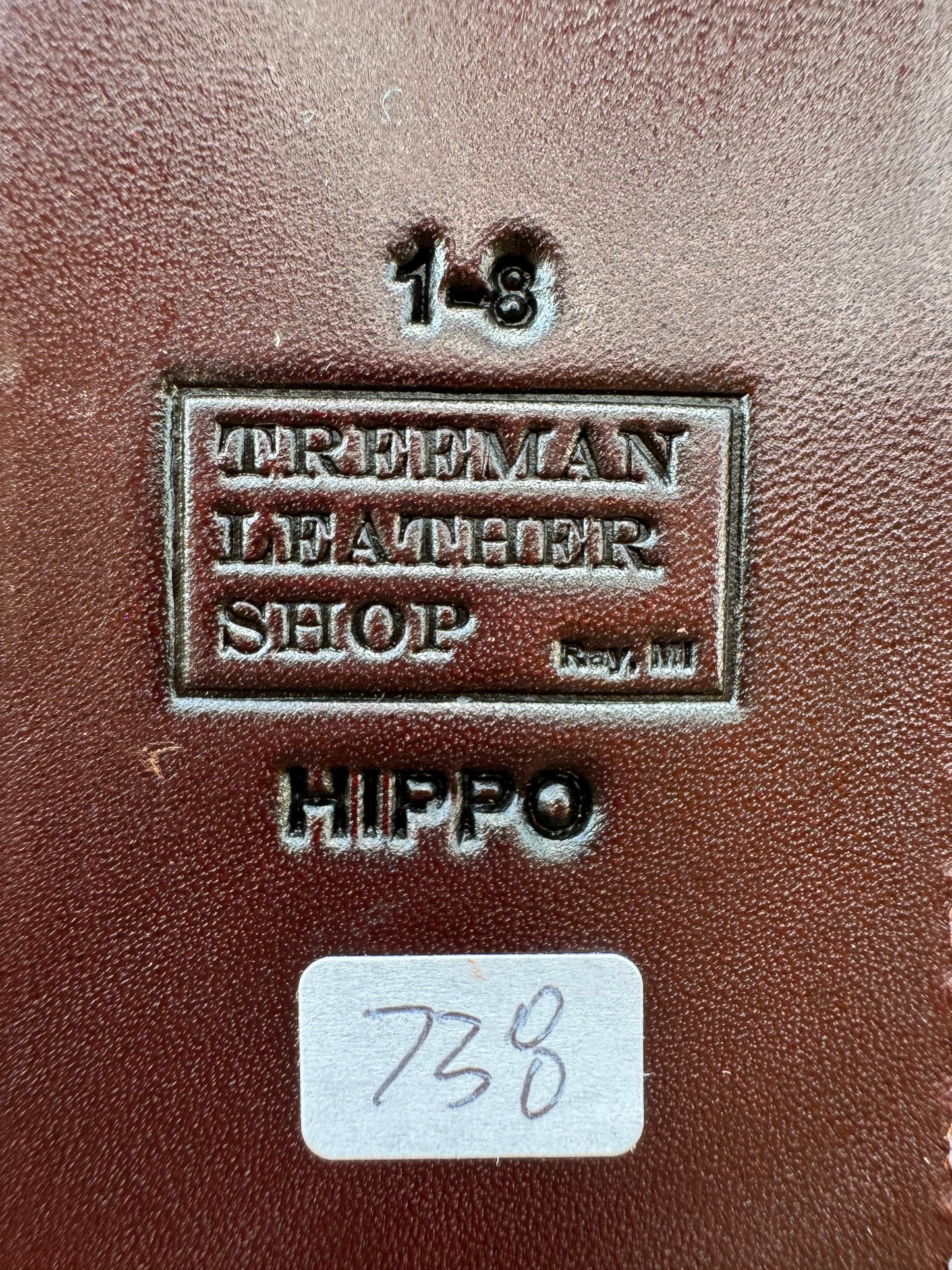 Randall Model 1-8 Sheath in Exotic Sueded Chocolate Brown Hippo by Treeman.