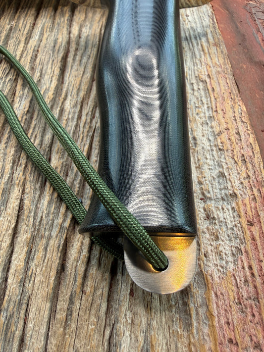 New in Paper Randall Model Buxton Fighter # 1166 Black Micarta, Lanyard SS Nickel Silver Double Hilt, Skull Crusher.