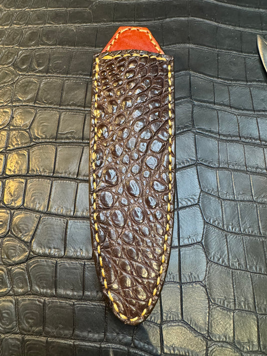 Randall Model 24 “Guardian” Sheath in Exotic Brown Crocodile by Treeman. (Sheath only)