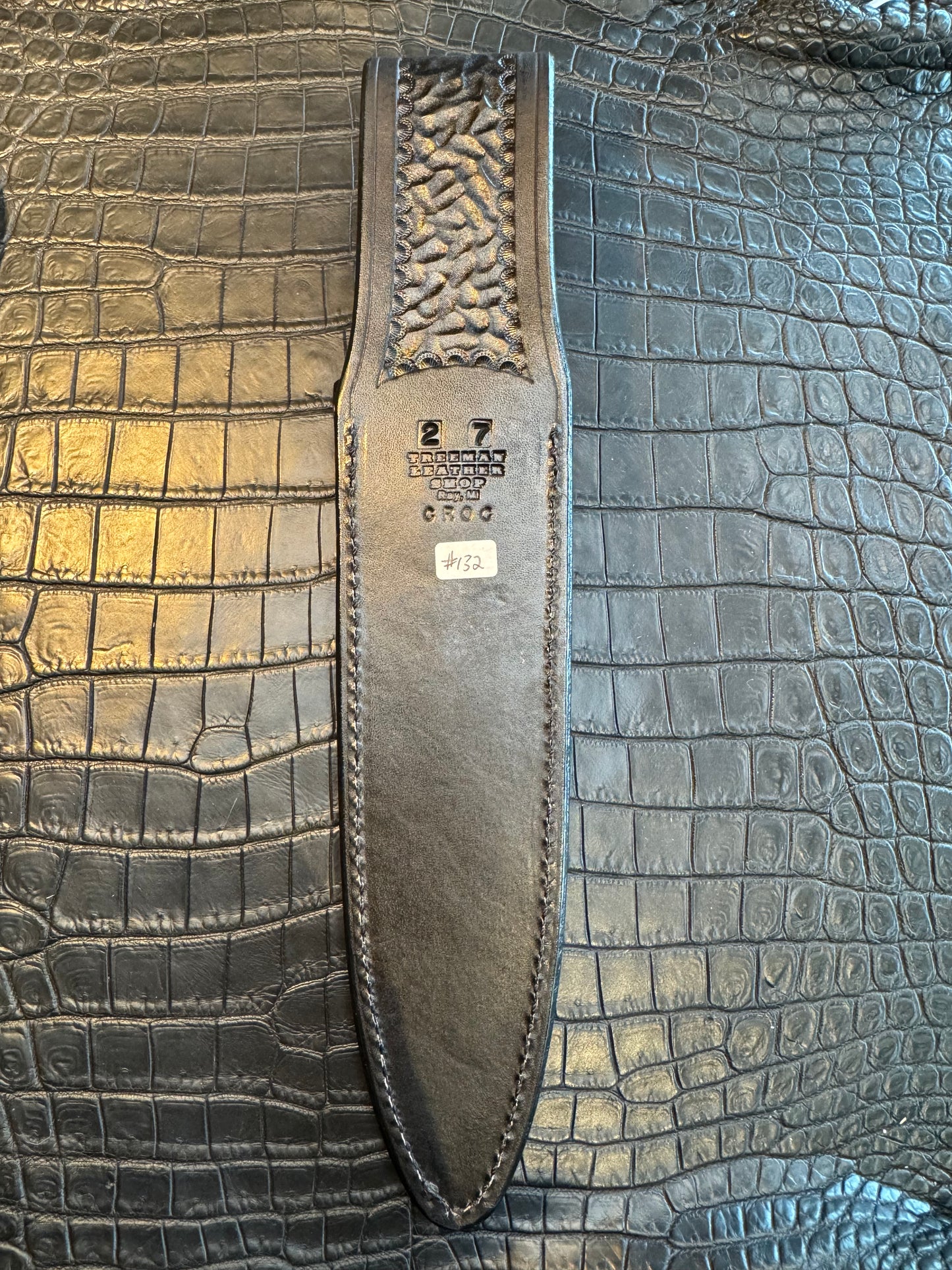 Randall Model 2-7 Exotic Sheath in Black Crocodile by Treeman.