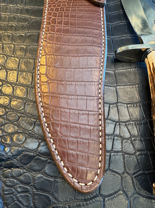 Randall Model 12-8 “Big Bear” Exotic Brown Crocodile Sheath from Sullivans by Gutcher