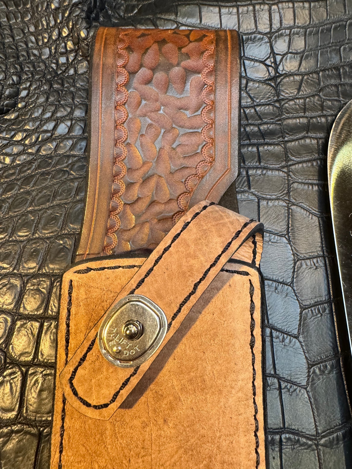 Randall Model Confederate Sheath in Exotic Grey Hippo from Treeman. Sheath only.
