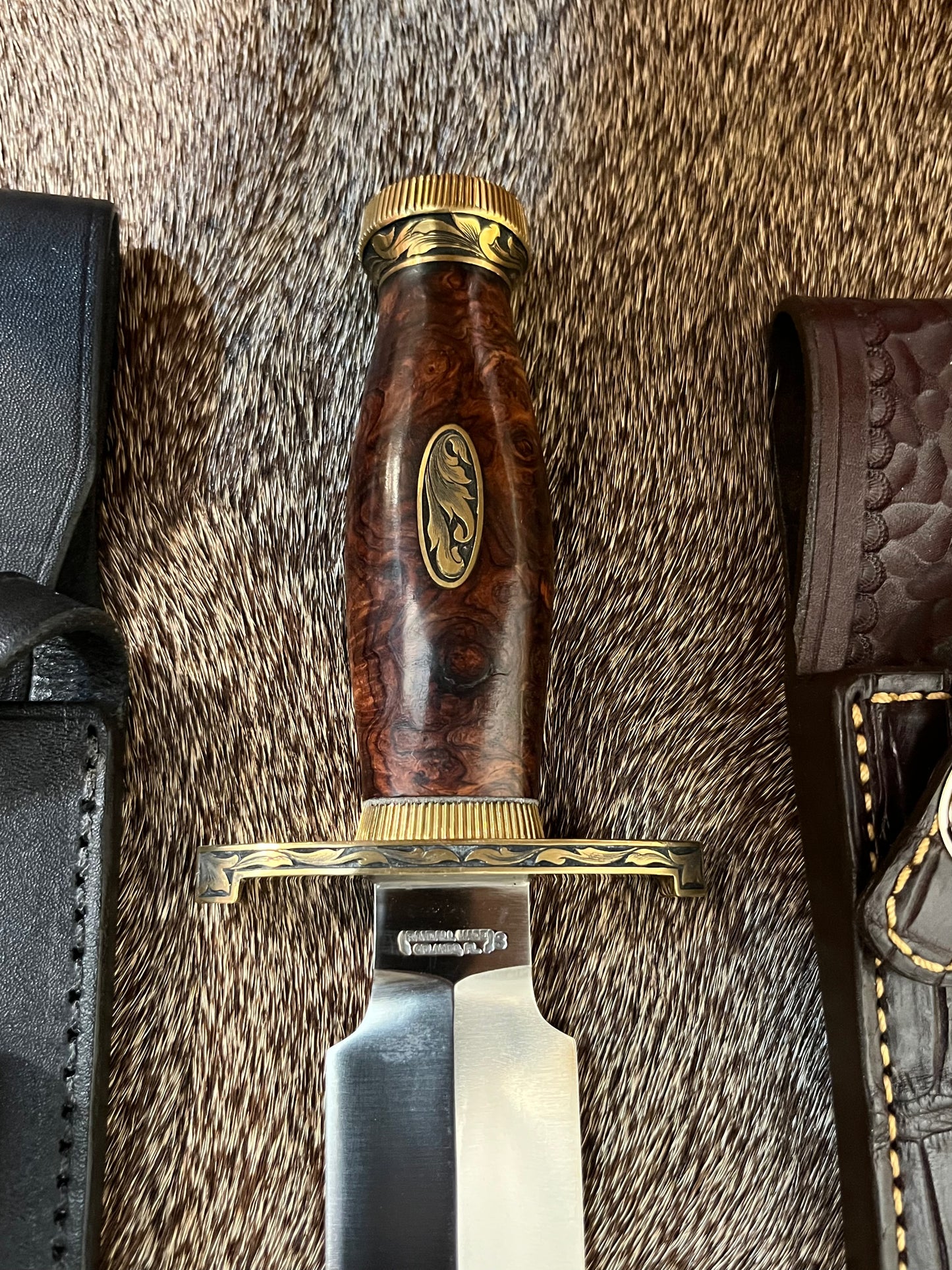 TC Special with Honduran Rosewood, Brass Lugged Hilt, Flanged Brass Butt Cap, Scalloped Brass Collar. Engraved by Master Engraver Jere Davidson