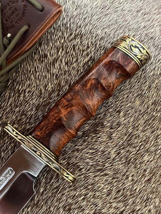 Model 14-Attack Honduran Rosewood Burl Engraved by Master Engraver Jere Davidson with Fine Silver Inlay