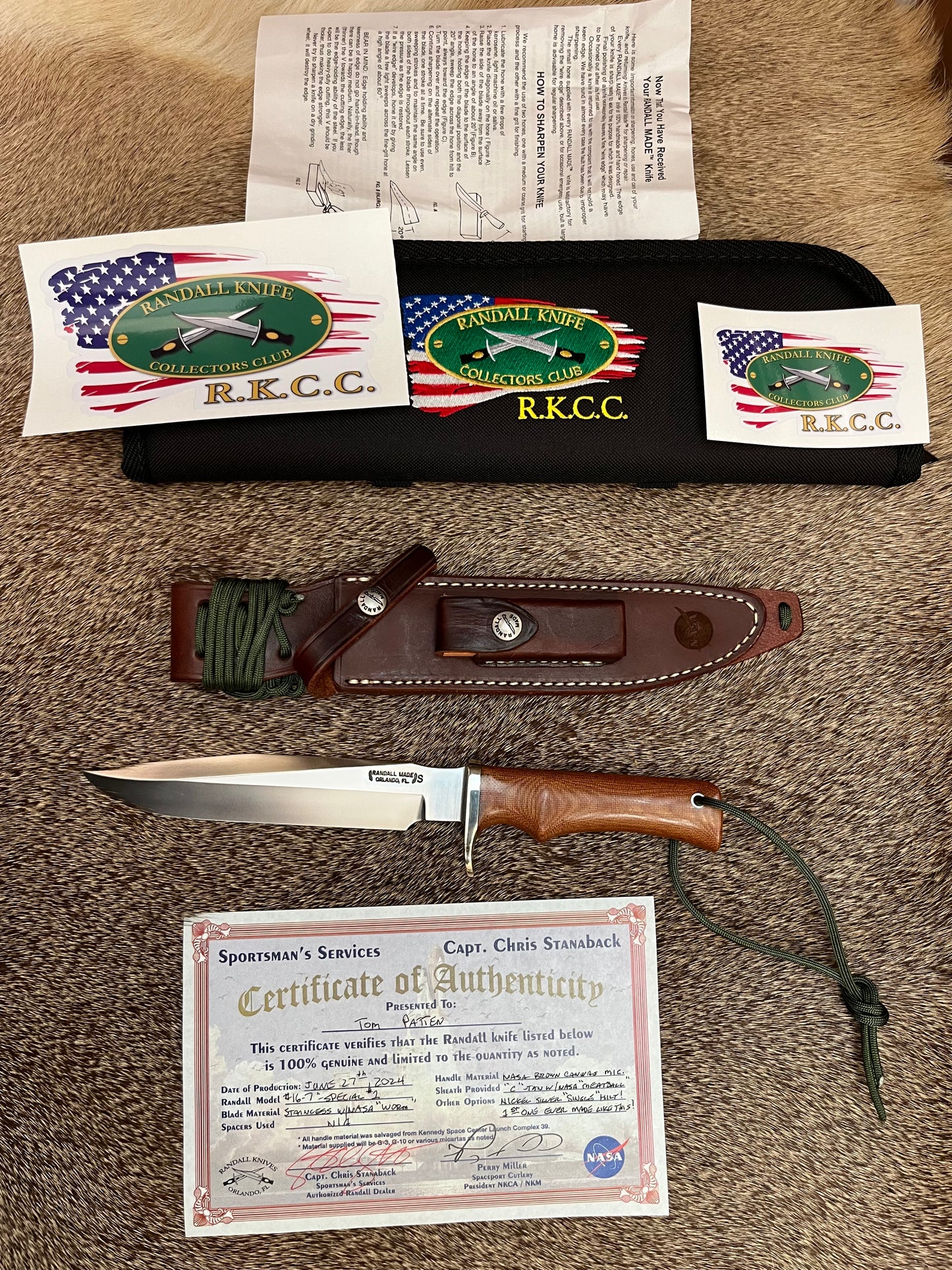 Model 16 -7” Special Fighter #1, NASA Brown Canvas Micarta