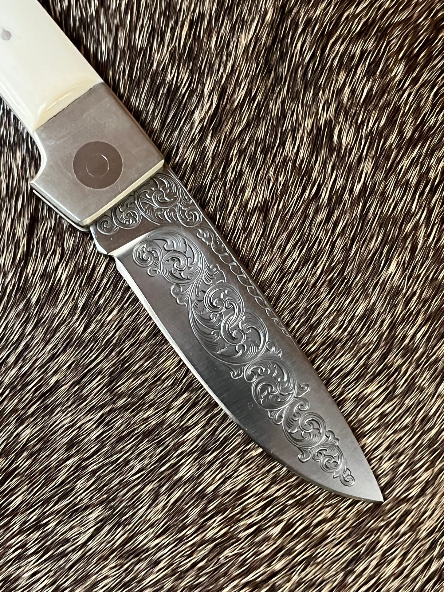 Jimmy Lile Lock Back Folder Ivory with Engraved Blade