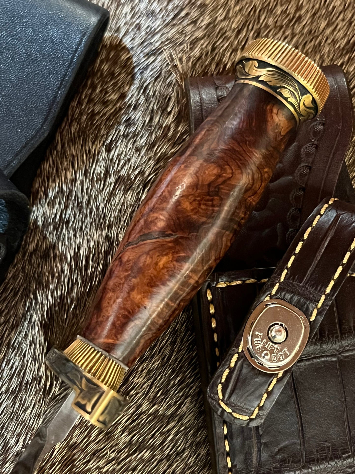 TC Special with Honduran Rosewood, Brass Lugged Hilt, Flanged Brass Butt Cap, Scalloped Brass Collar. Engraved by Master Engraver Jere Davidson