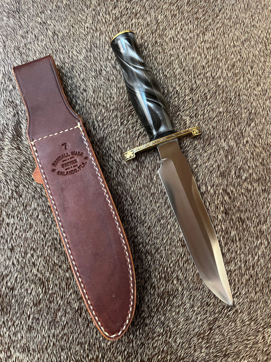 Model #1-7” Black and Silver Poly Pearl, Engraved by Master Engraver Jere Davidson with Fine Silver Inlay