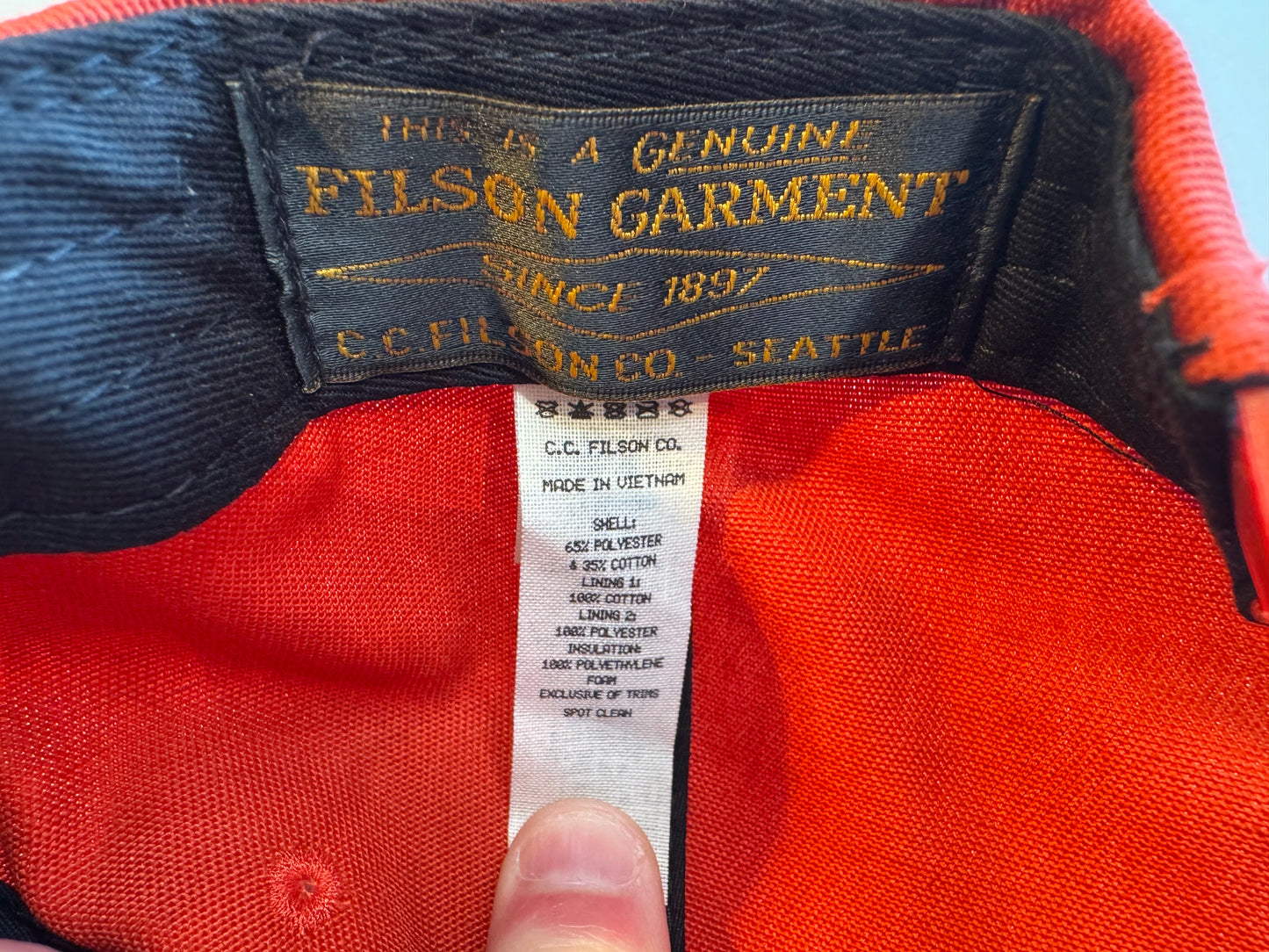 Filson Harvester Rod & Reel Club Fishing Hat Cap ~ Rust Red ~ SnapBack Trucker
