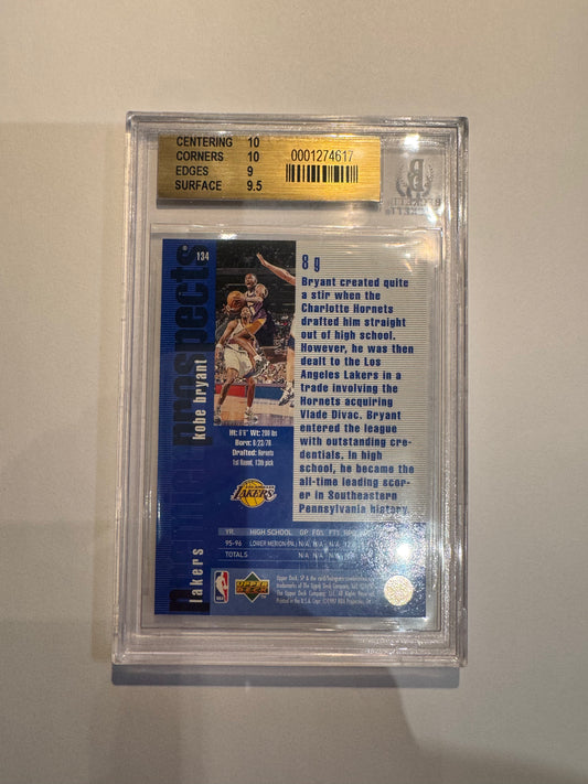1996/97 Upperdeck SP Kobe Bryant BGS 9.5 two sub grades are 10’s Rare pop report