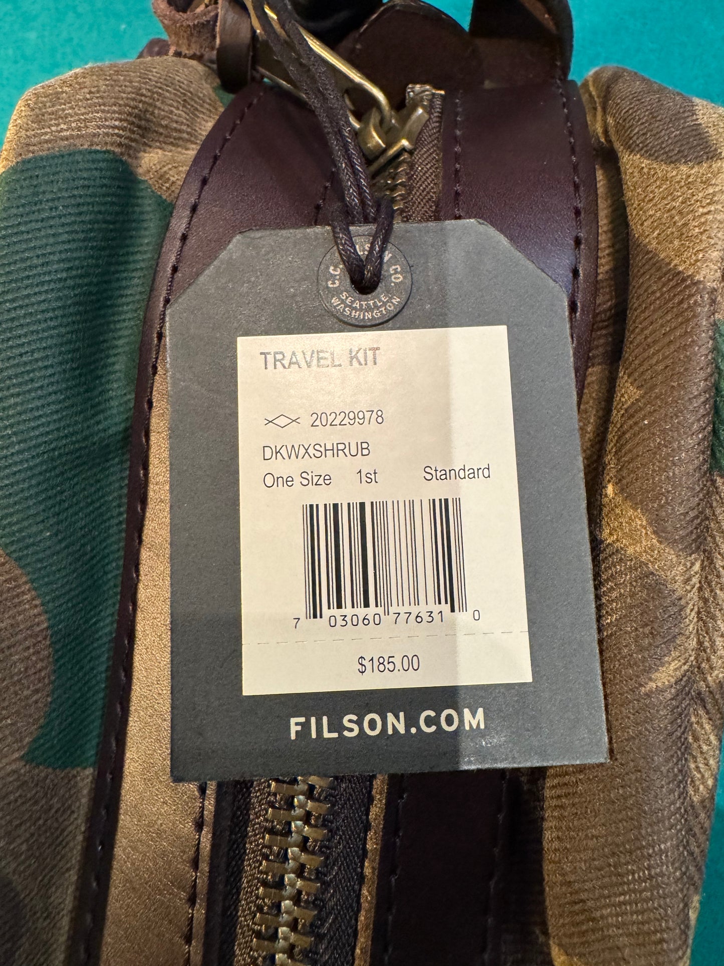 Filson Travel Dopp Kit Dark Wax Shrub New NWT Made USA 20229978