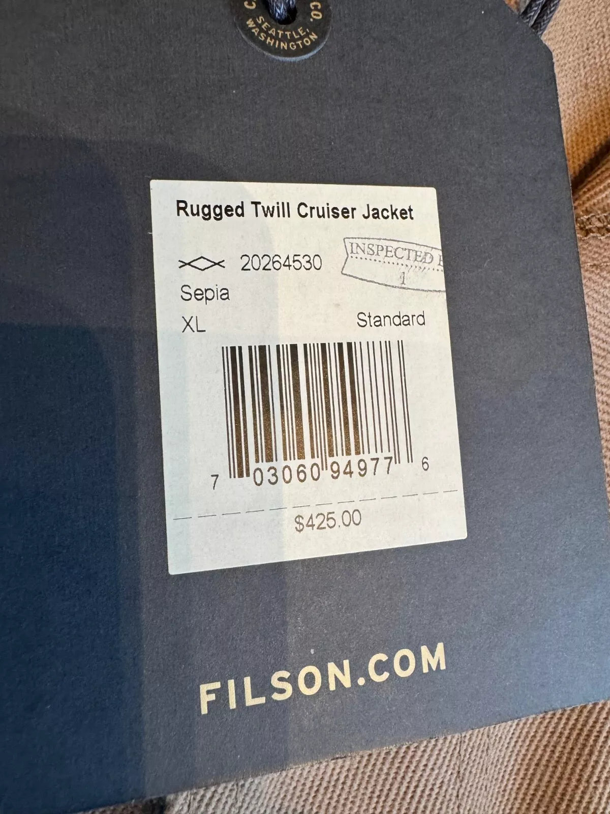 FILSON Rugged Twill Cruiser Heavy Cotton Jacket USA Made XL Sepia New 20264530