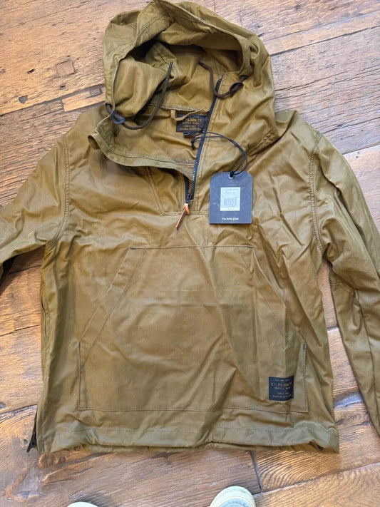 Filson Shelter Cloth Waxed Anorak 20264533 USA Medium Dark Tan Khaki Pullover