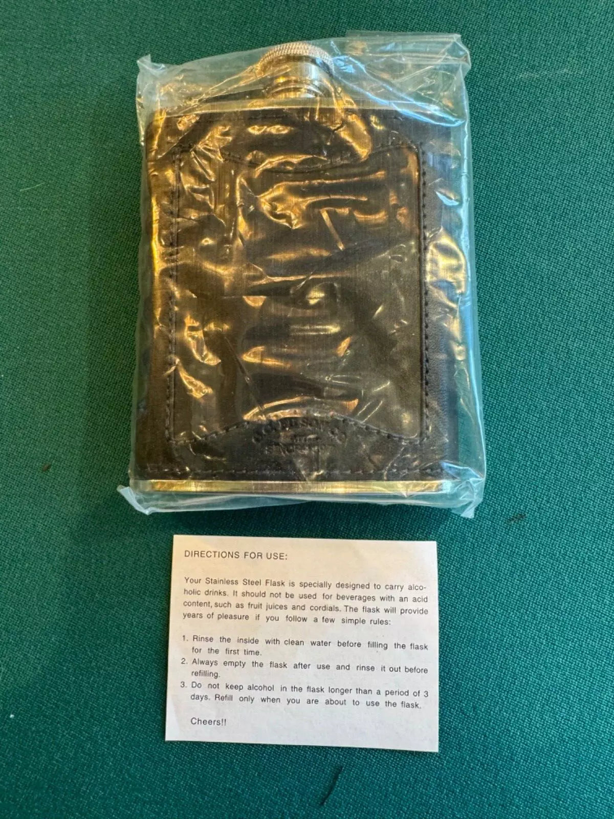 Vintage Filson Black Leather Stainless Steel 6OZ Flask New in Box Rare 69030001135
